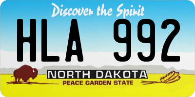 ND license plate HLA992