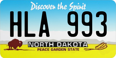 ND license plate HLA993