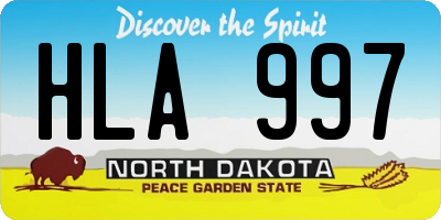 ND license plate HLA997