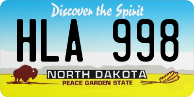 ND license plate HLA998
