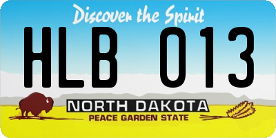 ND license plate HLB013