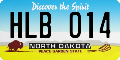 ND license plate HLB014