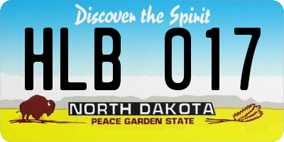 ND license plate HLB017