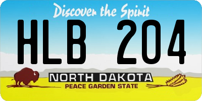 ND license plate HLB204