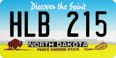 ND license plate HLB215