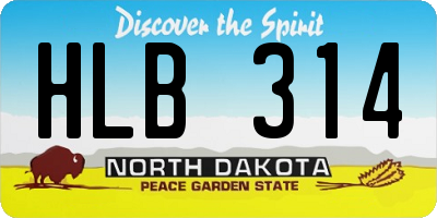 ND license plate HLB314