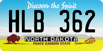 ND license plate HLB362