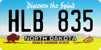 ND license plate HLB835