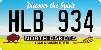 ND license plate HLB934