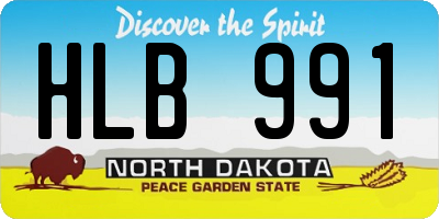 ND license plate HLB991