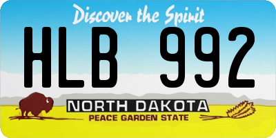 ND license plate HLB992