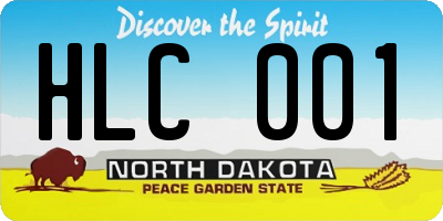 ND license plate HLC001