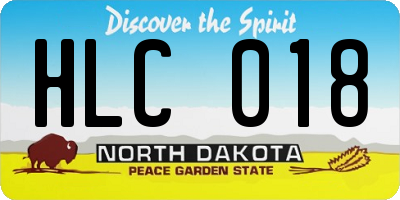 ND license plate HLC018