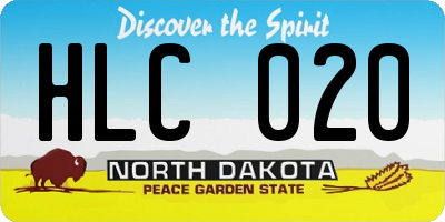 ND license plate HLC020