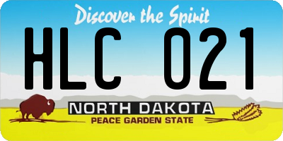 ND license plate HLC021