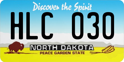 ND license plate HLC030