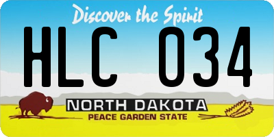 ND license plate HLC034