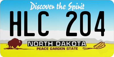 ND license plate HLC204