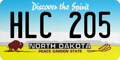 ND license plate HLC205