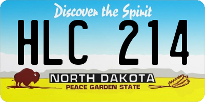 ND license plate HLC214