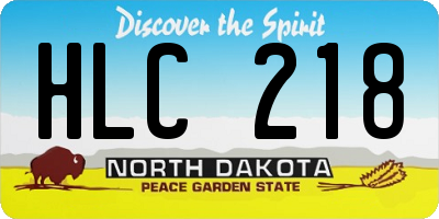 ND license plate HLC218
