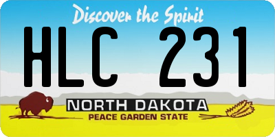 ND license plate HLC231