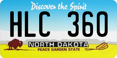 ND license plate HLC360