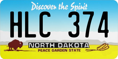 ND license plate HLC374