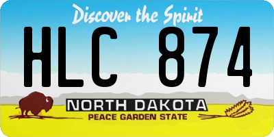 ND license plate HLC874