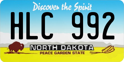 ND license plate HLC992