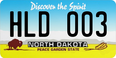 ND license plate HLD003