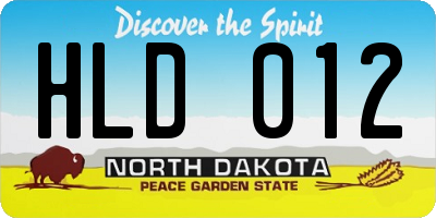 ND license plate HLD012