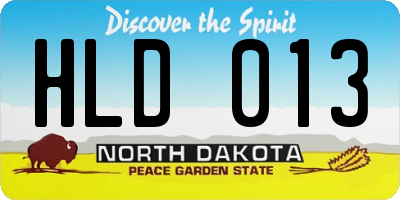 ND license plate HLD013