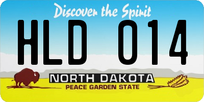 ND license plate HLD014