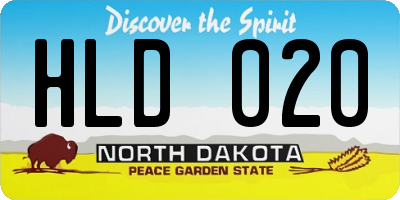 ND license plate HLD020