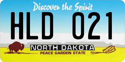 ND license plate HLD021