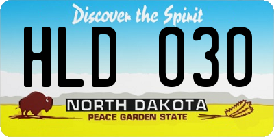 ND license plate HLD030