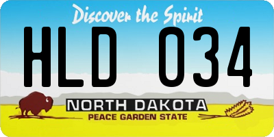 ND license plate HLD034