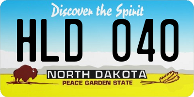 ND license plate HLD040