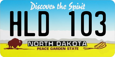 ND license plate HLD103