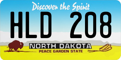 ND license plate HLD208