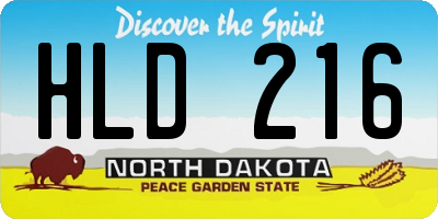 ND license plate HLD216