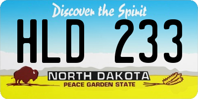 ND license plate HLD233