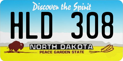 ND license plate HLD308