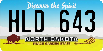 ND license plate HLD643
