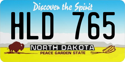 ND license plate HLD765