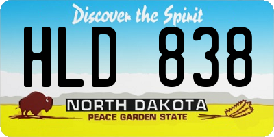 ND license plate HLD838