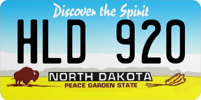 ND license plate HLD920