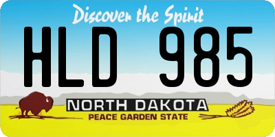 ND license plate HLD985