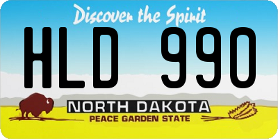 ND license plate HLD990